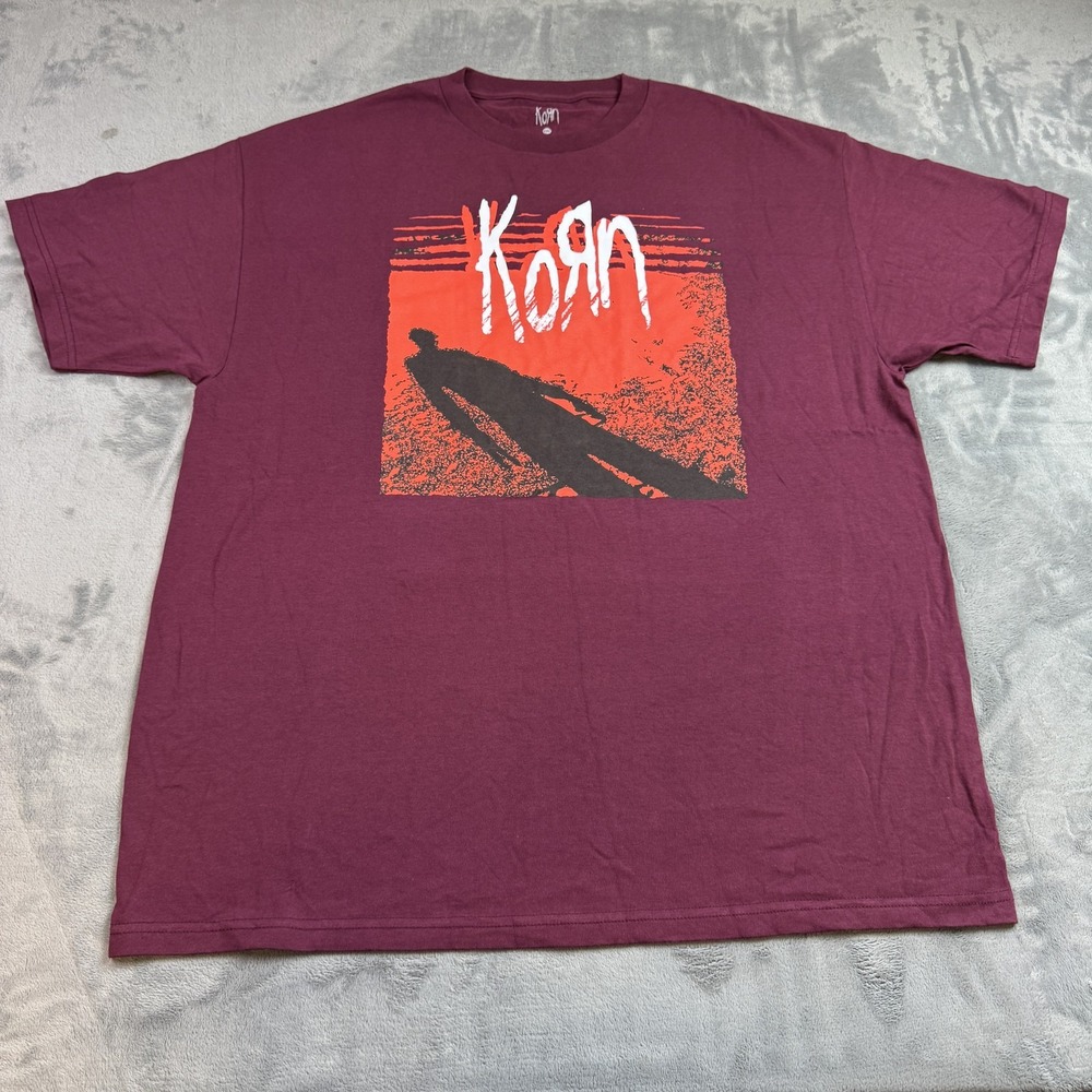 Korn‎ Shirt Mens 2XL Maroon Red Graphic Shadow Band Tee T-Shirt Rock Music